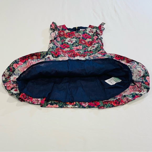 J Crew Liberty Ruffle Shoulder Dress Girls 2 2T Amelie Poppy Floral Crewcuts - Picture 2 of 7